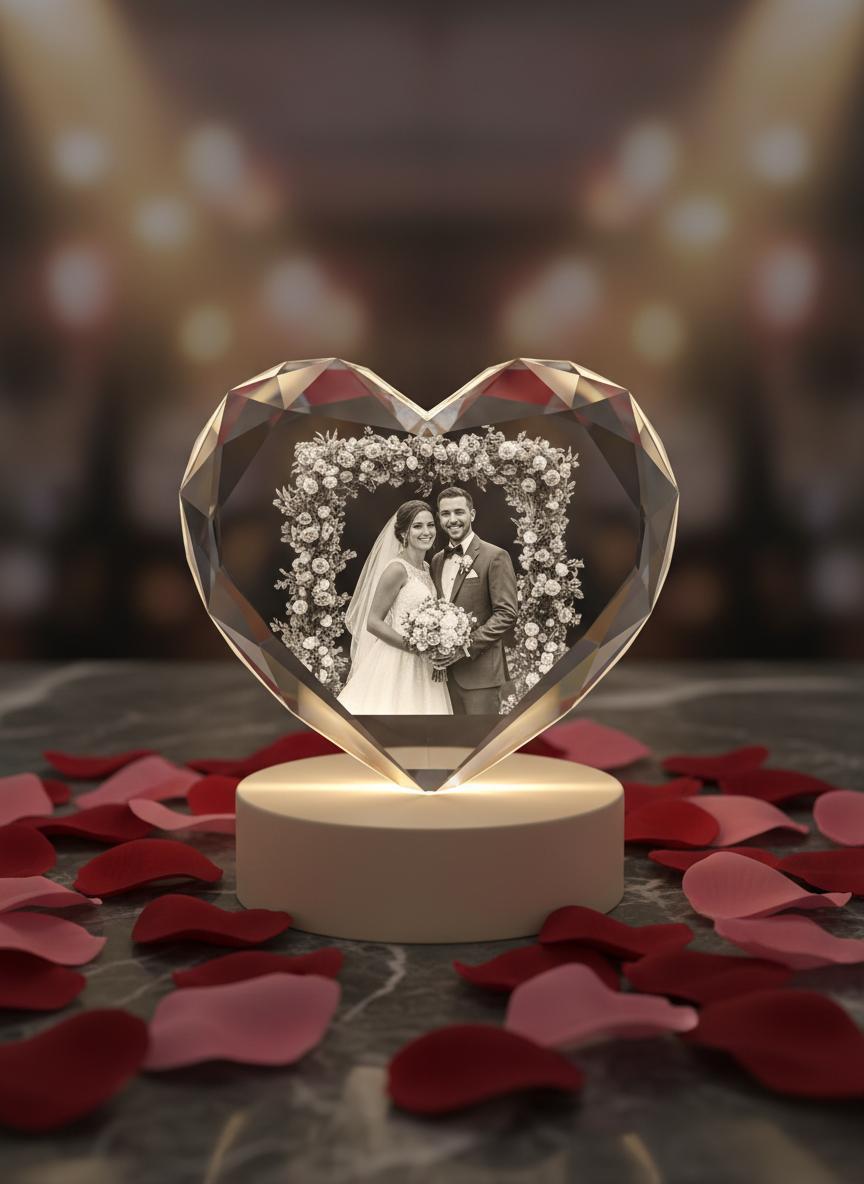 Engraved Crystal Heart